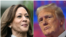 La vicepresidenta de EEUU y candidata a la presidencia Kamala Harris y el expresidente y candidato republicano Donald Trump.