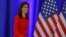 La candidata presidencial republicana, Nikki Haley, anuncia que suspenderá su campaña, en Charleston, Carolina del Sur, el 6 de marzo de 2024. (REUTERS/Brian Snyder)