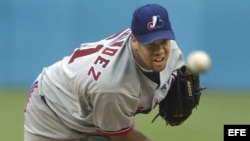 Liván Hernández cuando lanzaba con los Expos de Montreal.