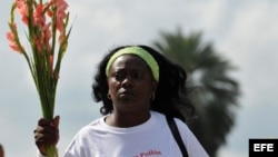 Fotografía de archivo de la líder de las Damas de Blanco, Berta Soler.