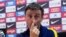 El entrenador del FC Barcelona, Luis Enrique, durante la rueda de prensa de este miércoles.