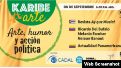 Promoción de KaribeArte sobre foro del Humor como arma política