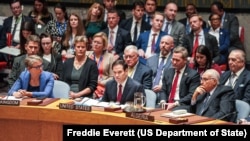 El secretario Marco Rubio en una reunión ministerial del Consejo de Seguridad de la ONU sobre Ucrania, en Nueva York, el 23 de septiembre de 2025. (Foto oficial del Departamento de Estado)