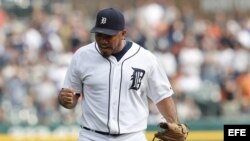 El lanzador de los Tigres de Detroit Joaquín Benoit.