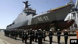 Botadura en el astillero de Navantia de una de las patrulleras construidas por España para la Armada de Venezuela.