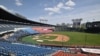 Un juego de béisol en un estadio de Seúl, vacío por la pandemia de coronavirus. (Jung Yeon-je/AFP)