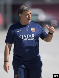 El técnico del FC Barcelona, Gerardo, Tata, Martino.