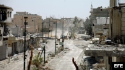 Vista de la ciudad siria de Al Quseir, en la frontera con Líbano, destruida por los ataques de las tropas gubernamentales.
