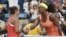 Serena Williams felicita a Roberta Vinci (d-i).