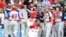 Jugadores de Puerto Rico celebran su victoria 6-4 ante República Dominicana/ Febrero de 2013 