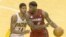 LeBron James del Miami Heat (d) versus Paul George de los Pacers de Indiana (i).